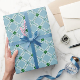 Papel De Presente Xadrez Tartan Azul Verde Celeste Fresco