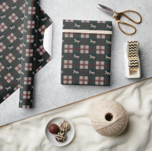 Papel De Presente Xadrez Tartan Equestre Natal Verde Mal-humorado