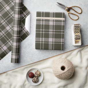 Papel De Presente Xadrez Tartan Fazenda Floresta Verde