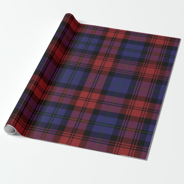 Papel De Presente Xadrez Tartan Red Purple Holiday Rustic (Desenrolado)