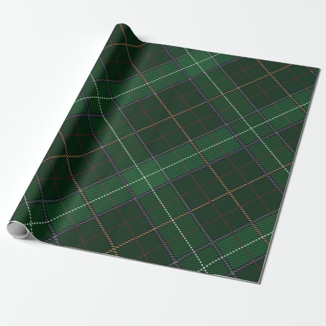 Papel De Presente Xadrez Tartan Walsh Padrão Verde de Natal (Desenrolado)