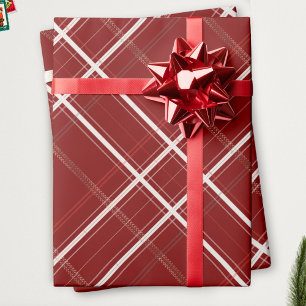Papel De Presente Xadrez tradicional Cozy Cabina Dourada de Natal Ve