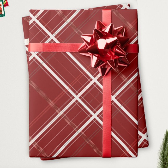 Papel De Presente Xadrez tradicional Cozy Cabina Dourada de Natal Ve (Criador carregado)