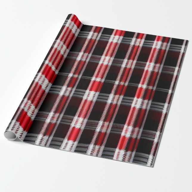 Papel De Presente Xadrez Trendy Abstrato Red Black Collection (Desenrolado)