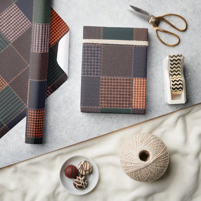 Papel De Presente Xadrez Tweed Heritage  (Artesanato)