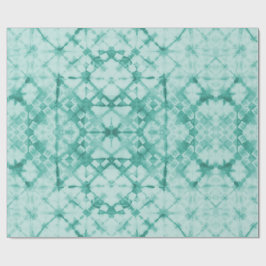 Papel De Presente Xadrez Verde Água Tingido Shibori
