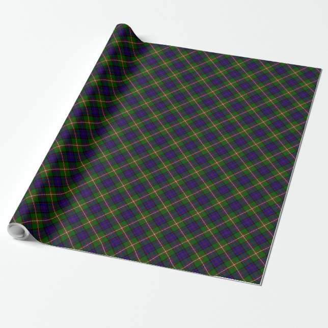 Papel De Presente Xadrez verde-azul-tartan-de-coleira (Desenrolado)