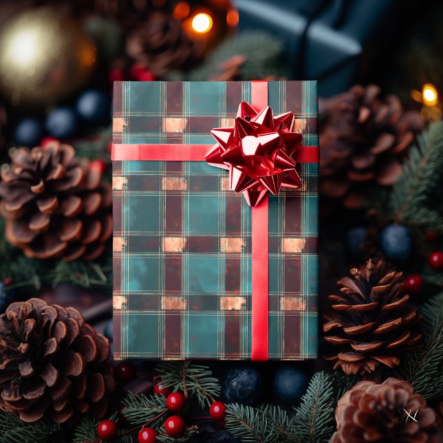 Papel De Presente Xadrez Verde-azulado e Marrom – Tartan Rústico de  (Criador carregado)
