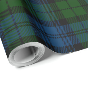 Papel De Presente Xadrez Verde Checkered Campbell Militar Tartan