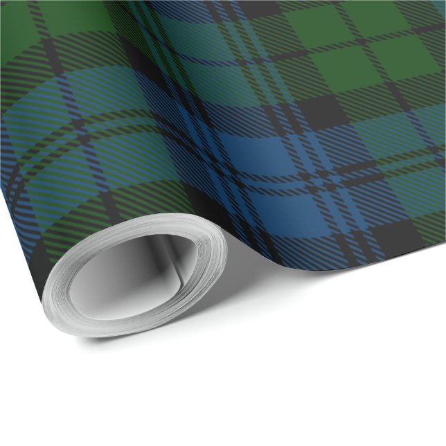 Papel De Presente Xadrez Verde Checkered Campbell Militar Tartan (Ponta do rolo)