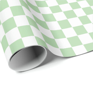 Papel De Presente Xadrez verde claro e Branco 