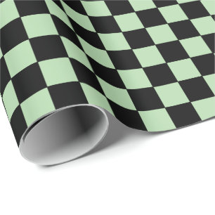 Papel De Presente Xadrez verde claro e preto 