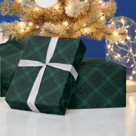 Papel De Presente Xadrez Verde com Neve Brugada