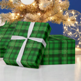 Papel De Presente Xadrez Verde de Natal