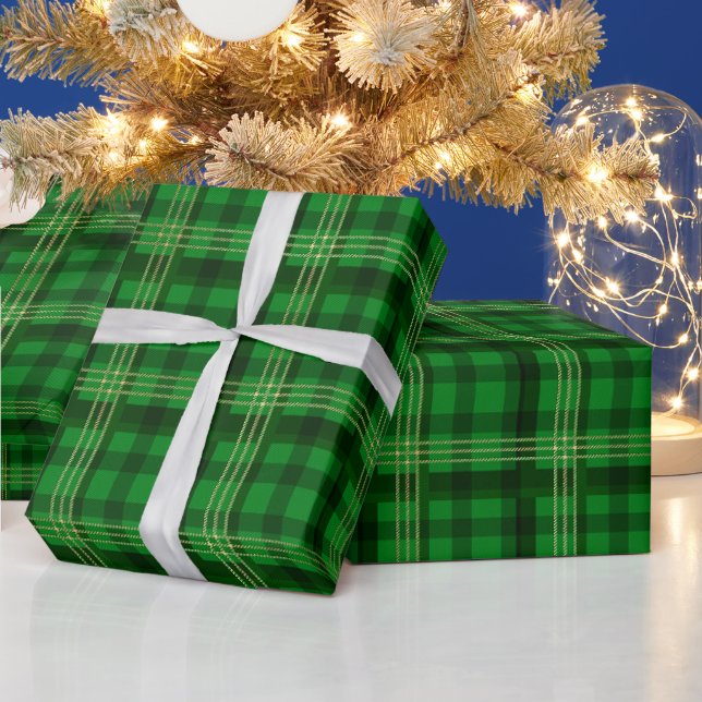 Papel De Presente Xadrez Verde de Natal (Feriados)