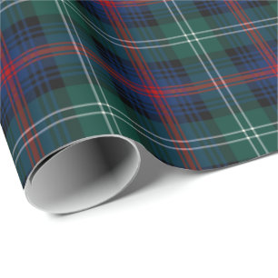 Papel De Presente Xadrez verde e azul do Tartan do clã de Sutherlan