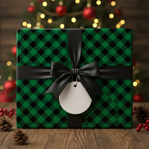 Papel De Presente Xadrez Verde e Buffalo de Natal