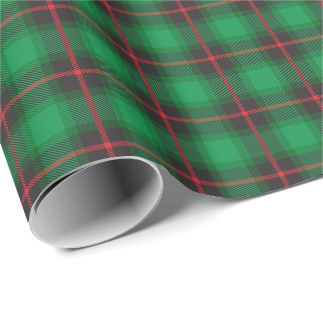 Papel De Presente Xadrez Verde Feriados de Tartan Na moda Tradiciona (Ponta do rolo)