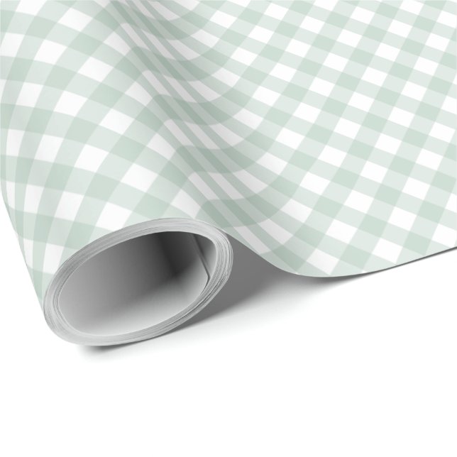 Papel De Presente Xadrez verde-sábado simples cheques pastel gingham (Ponta do rolo)