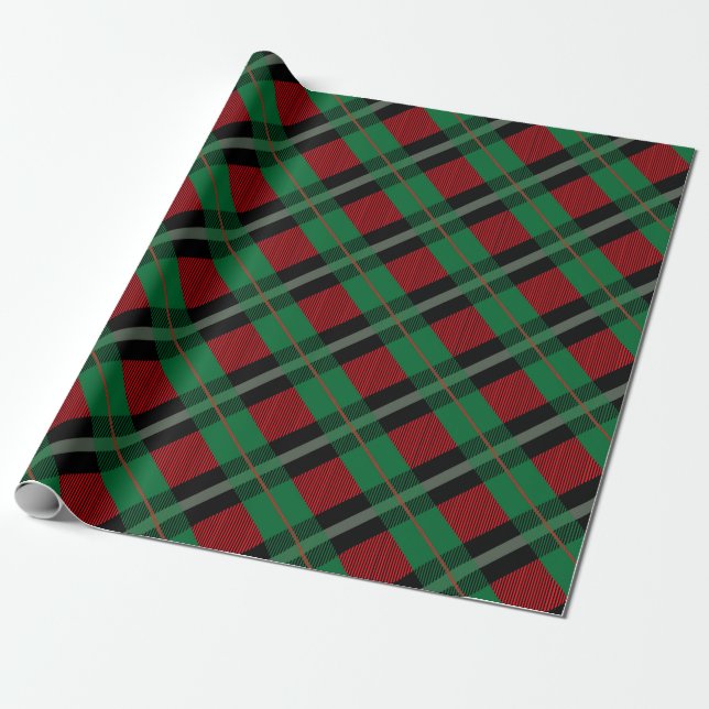 Papel De Presente Xadrez Verde Vermelho Buffalo Xadrez Tartan Natal (Desenrolado)