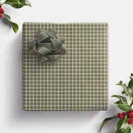 Papel De Presente Xadrez verde vintage simples de férias