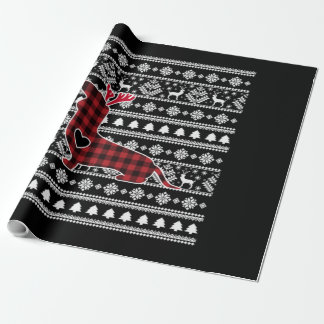 Papel De Presente Xadrez Vermelha Buffalo Dachshund Dog Natal