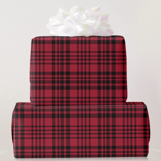 Papel De Presente Xadrez Vermelha e Negra Tartan Roll de Natal de (Criador carregado)