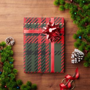 Papel De Presente Xadrez Vermelha e Verde