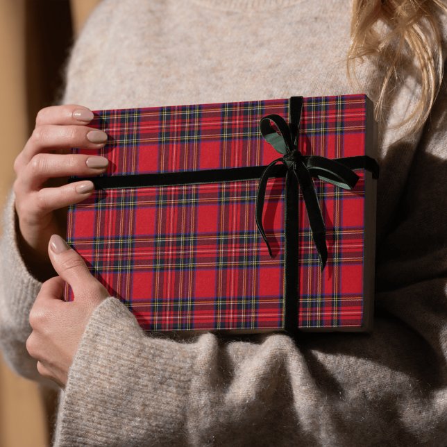 Papel De Presente Xadrez Vermelha Real Stewart Tartan (Royal Stewart Tartan Plaid Wrapping Paper.)