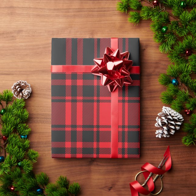 Papel De Presente Xadrez Vermelho e Preto (Presente de Natal)