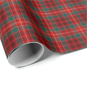 Papel De Presente Xadrez Vermelho e Verde do Clã Ainslie