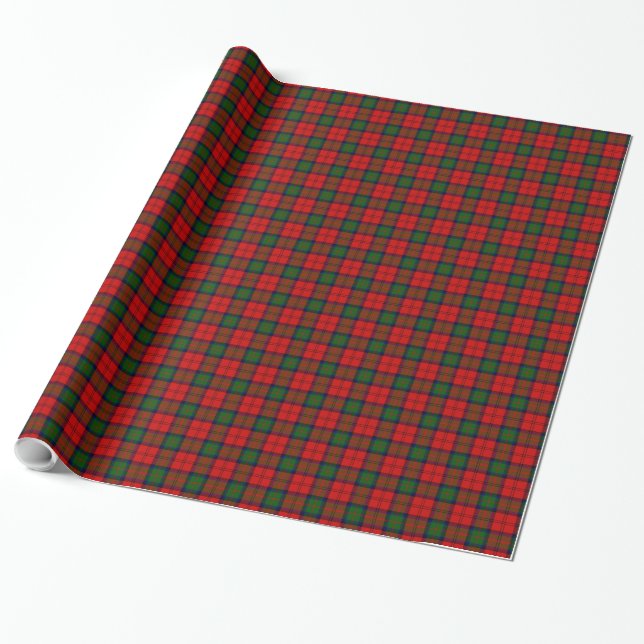 Papel De Presente xadrez vermelho e verde do tartan MacDuff (Desenrolado)