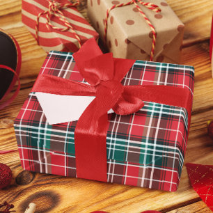 Papel De Presente Xadrez Vermelho e Verde Russo Clássico