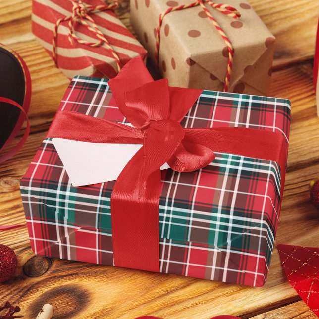 Papel De Presente Xadrez Vermelho e Verde Russo Clássico (Criador carregado)