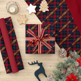 Papel De Presente Xadrez Vermelho Natalino Préppy Com Fivelas