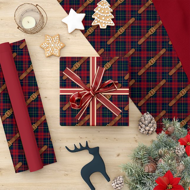 Papel De Presente Xadrez Vermelho Natalino Préppy Com Fivelas (Criador carregado)