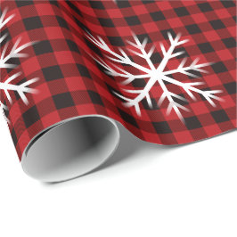 Papel De Presente Xadrez vermelho preto rústico, padrão de floco de 