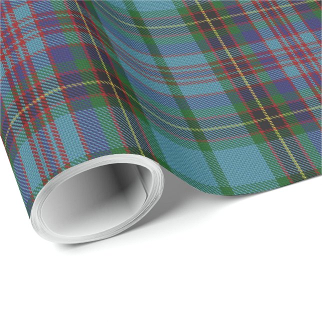 Papel De Presente Xadrez Vermelho Verde Azul Tartan Verde (Ponta do rolo)