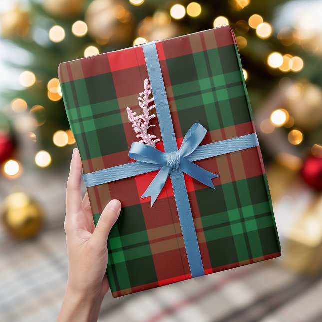 Papel De Presente Xadrez Vermelho Verde Buffalo Verificação Natal Fe (Red Green Plaid Buffalo Check Christmas Holiday Wrapping Paper)