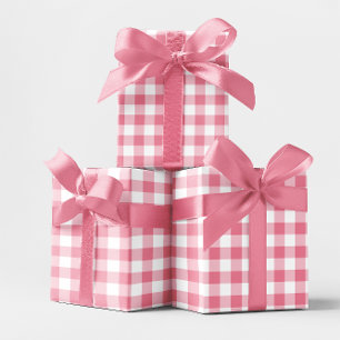 Papel De Presente Xadrezinho Gingham Rosa 5 cm