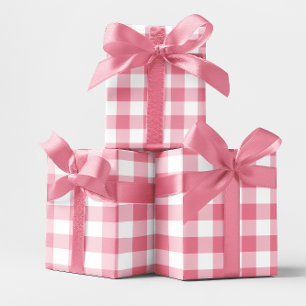 Papel De Presente Xadrezinho Rosa de 7,5 cm