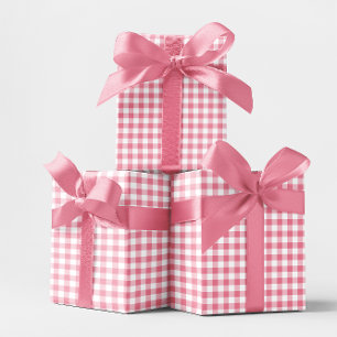 Papel De Presente Xadrezinho Rosa Pequeno de 1 Polegada