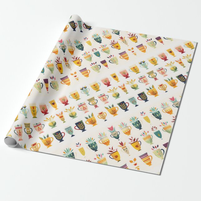 Papel De Presente Xícaras de Café (Desenrolado)