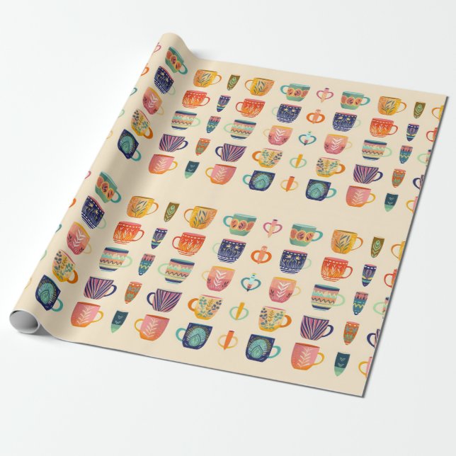 Papel De Presente Xícaras de Café (Desenrolado)