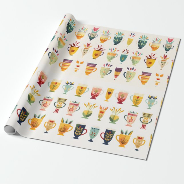 Papel De Presente Xícaras de Café (Desenrolado)