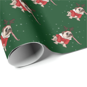 Papel De Presente Xmas do Pug