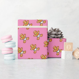 Papel De Presente XmaS doce de pão-de-bebê a rosa