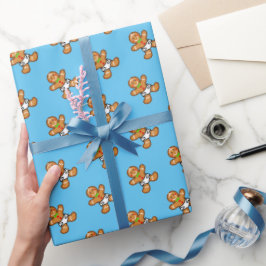 Papel De Presente XmaS doce de pão de bebê em azul claro
