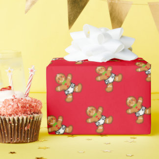 Papel De Presente XmaS doce de pão-de-bebê em vermelho