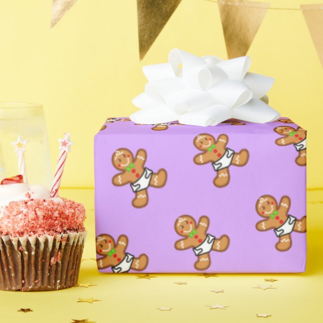 Papel De Presente XmaS doce de pão de bebê na Lavanda (Festa de aniversário)